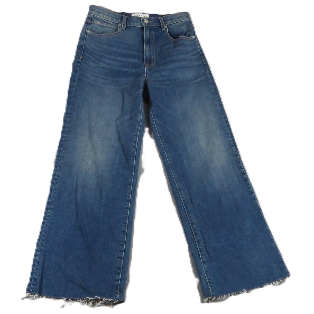 SLVRLAKE Grace Crop Jeans Women W33 L27 Second Chance Wide Leg Raw Hem USA Denim